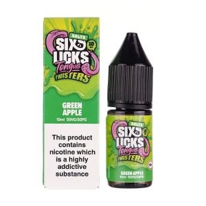 Green Apple Nic Salt E-Liquid by Six Licks Tongue Twisters