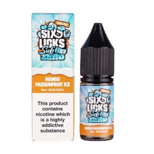 Mango Passion Fruit Ice Nic Salt E-Liquid by Six Licks Sub Zero